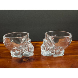 Crystal Head Vodka Skull Shot Glasses Set of 2 Clear Glass 2 oz